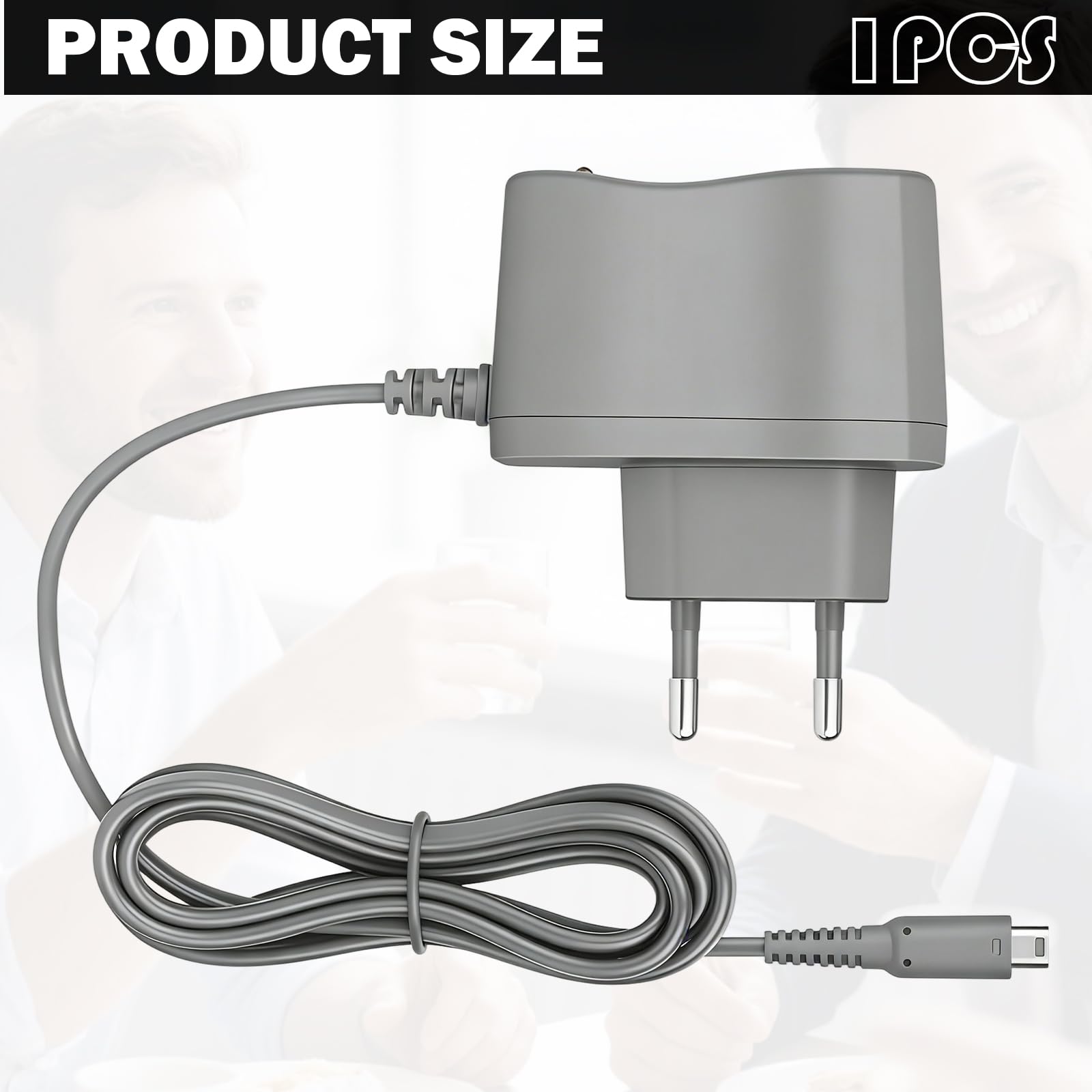 Chargeur pour DS Lite, Adaptateur Secteur Alimentation Chargeur pour DSL,Prise Standard Européenne,ChargeurCompatible avec Nintendo DSLite (Pas pour DS) pour Console de Jeu 1.1m (Gris) - 3