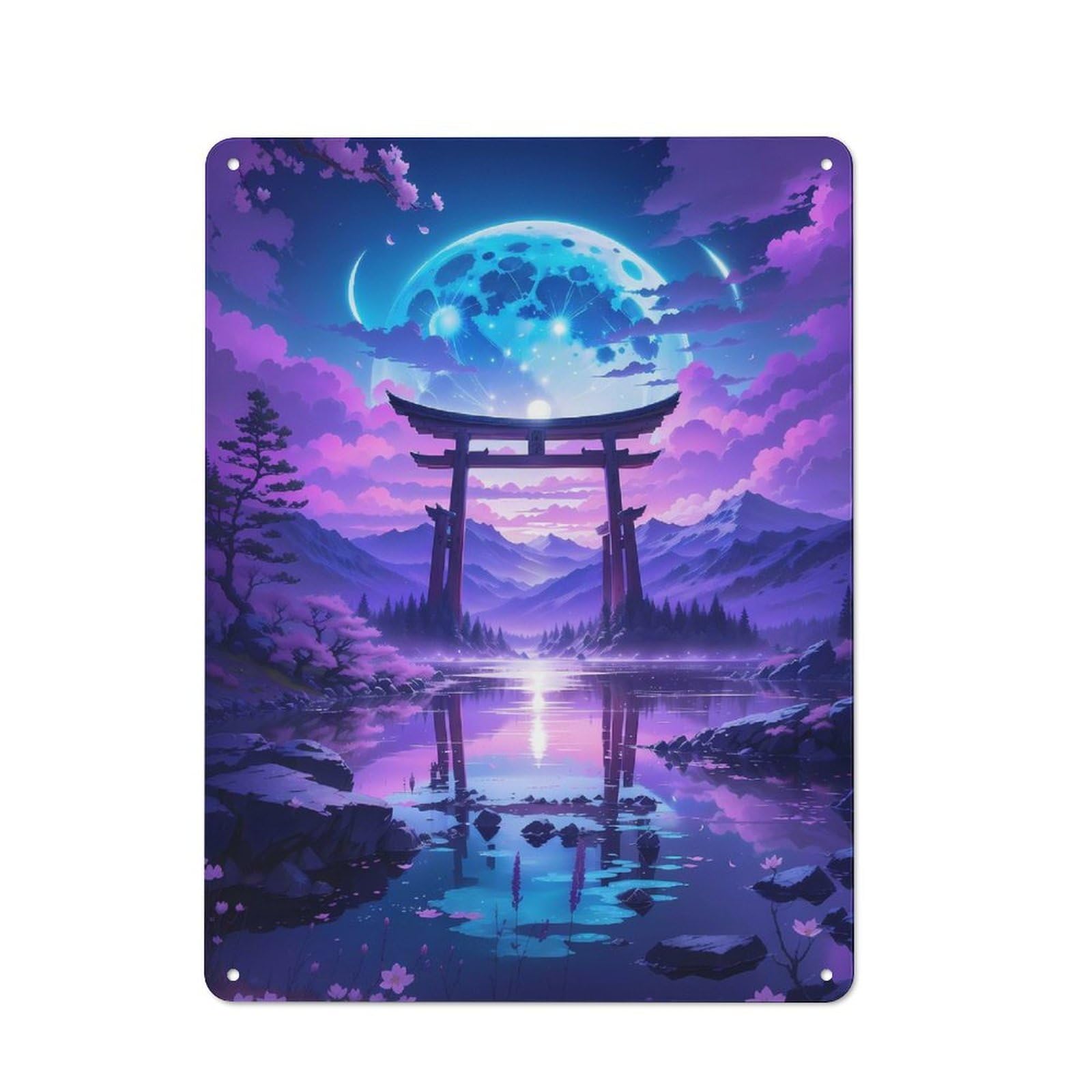 Garden Style Celestial Torri Portal Tin Sign 40x30cm, Porch Wall Decor for Patio Bar, Workshop, Shed Or Kitchen