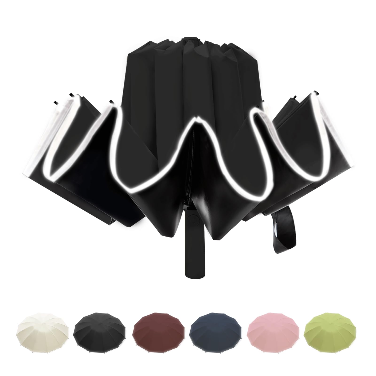 LantusireLarge Double-Ribs Umbrella Automatic Folding Umbrella for Women Men, Travel, UPF 50+ UV Protection