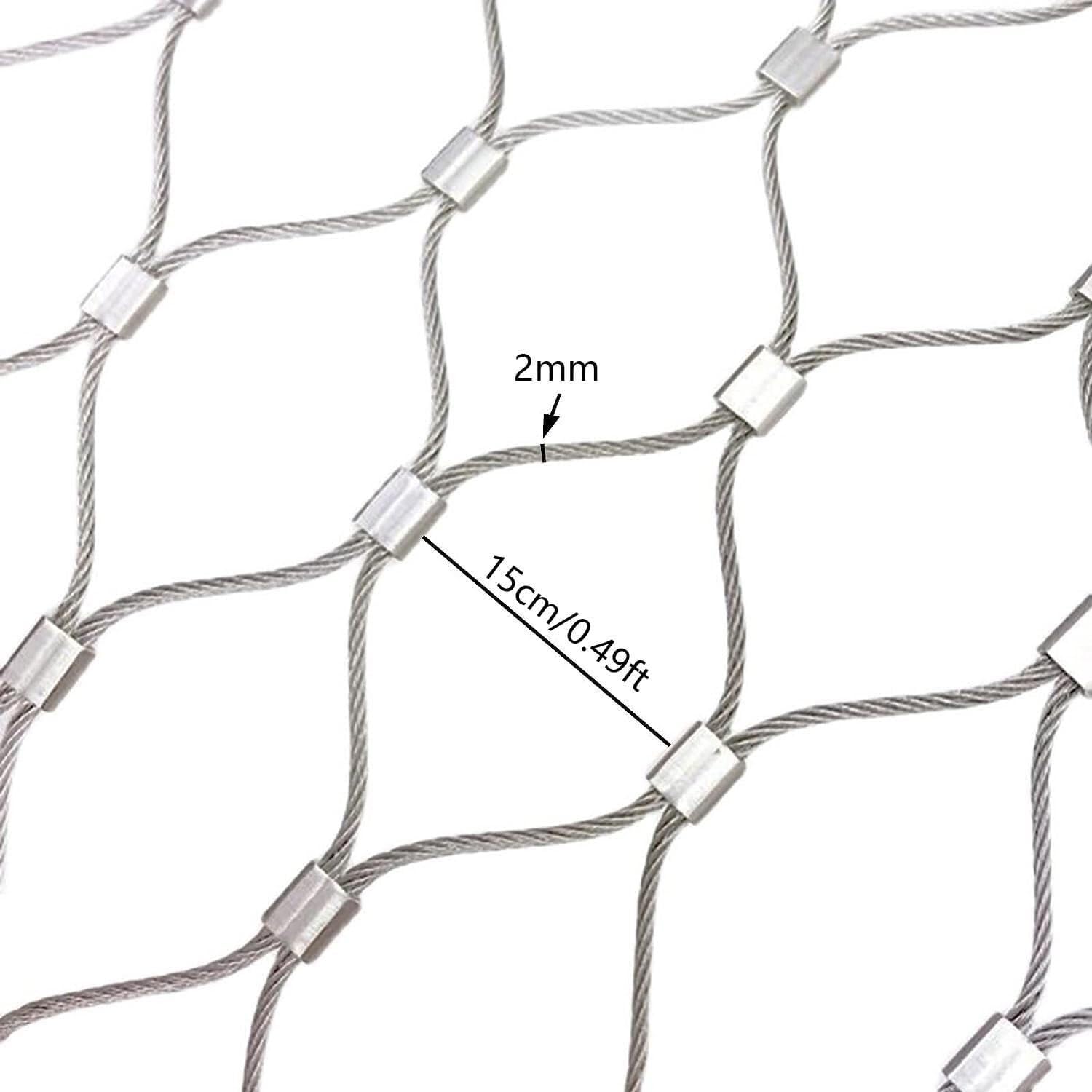 LNW Sieć ogrodowa ze stali nierdzewnej Siatka z drutu stalowego ze stali nierdzewnej, siatka zoo, ogrodzeniowa chroniąca przed uderzeniami, otwór 15 cm