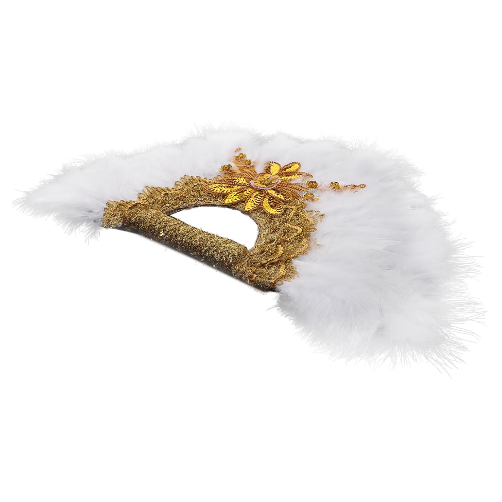 Alipis Abanico de Plumas Delicado Abanico de Novia Dorado para Actuaciones Decorativo para Dama de Honor o Boda