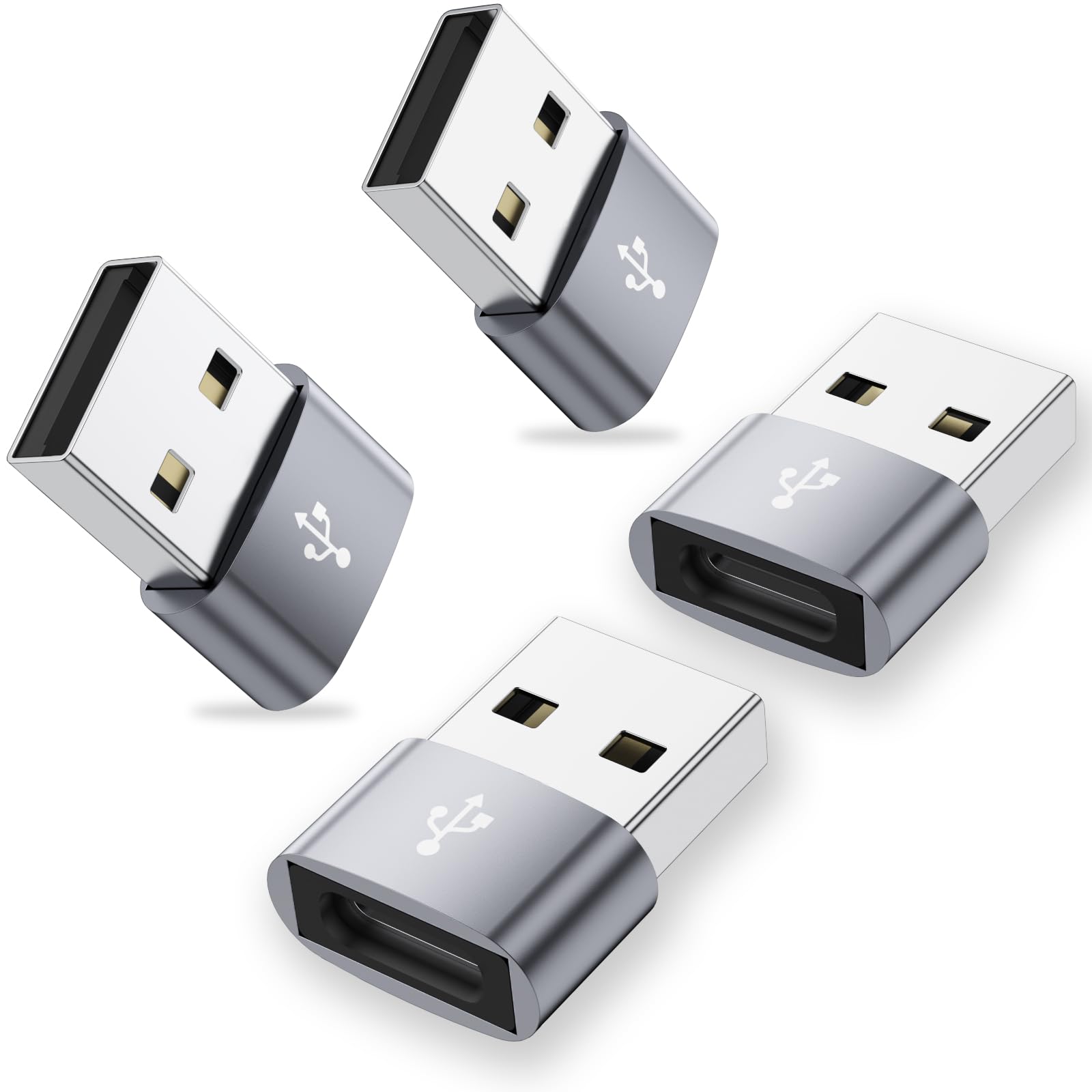 USB C to USB Adapter 4Pack USB C to USB A Adaptor for iPhone 16 15 Series Car Charger Adapter, Type C Female to USBA Male Cable Converter for iPad 10 Air 4 5, Samsung Galaxy S25 S24 S23, Pixel-picture-14