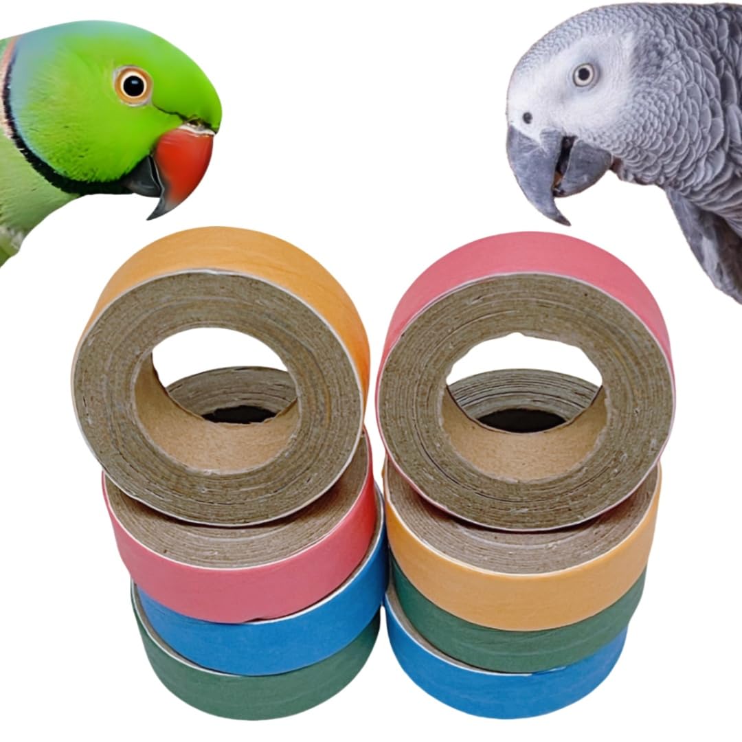 8Pcs 1.75inch Fatty Bagels Bird Toys for Parrots Durable Cardboard Bird Chew Shredding Foraging Foot for Medium and Large Parrot Amazons Mini Macaws African Greys Cockatoos Eclectus Senegal