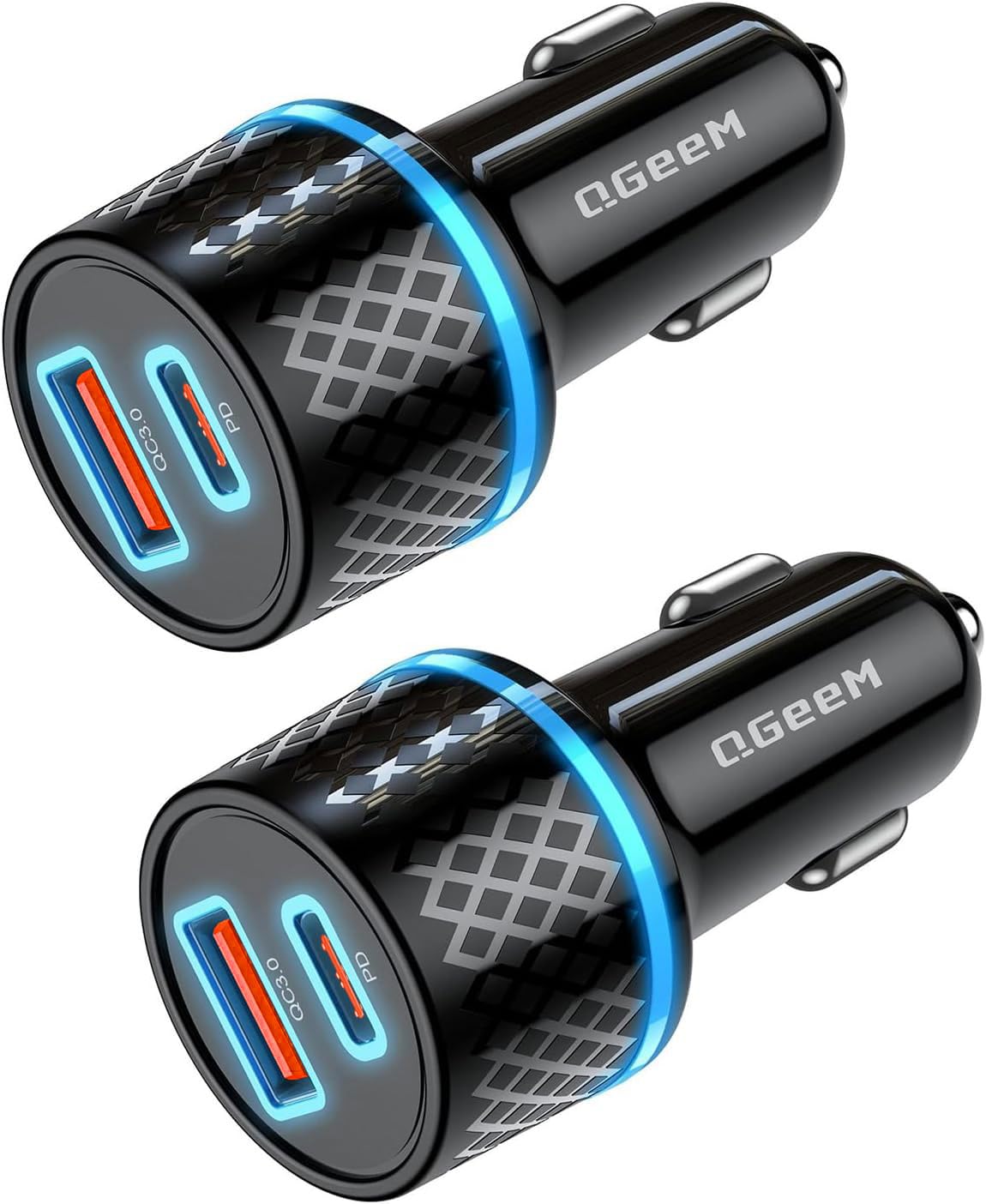 QGeeM USB C Car Charger Adapter, 2Pack 91W Fast Charging Cigarette Lighter Charger with PD3.0, USB Type-C Phone Charger Compatible for iPhone 15 14 13 Pro MAX,iPad Pro,Galaxy S24 S23 S22 and more.