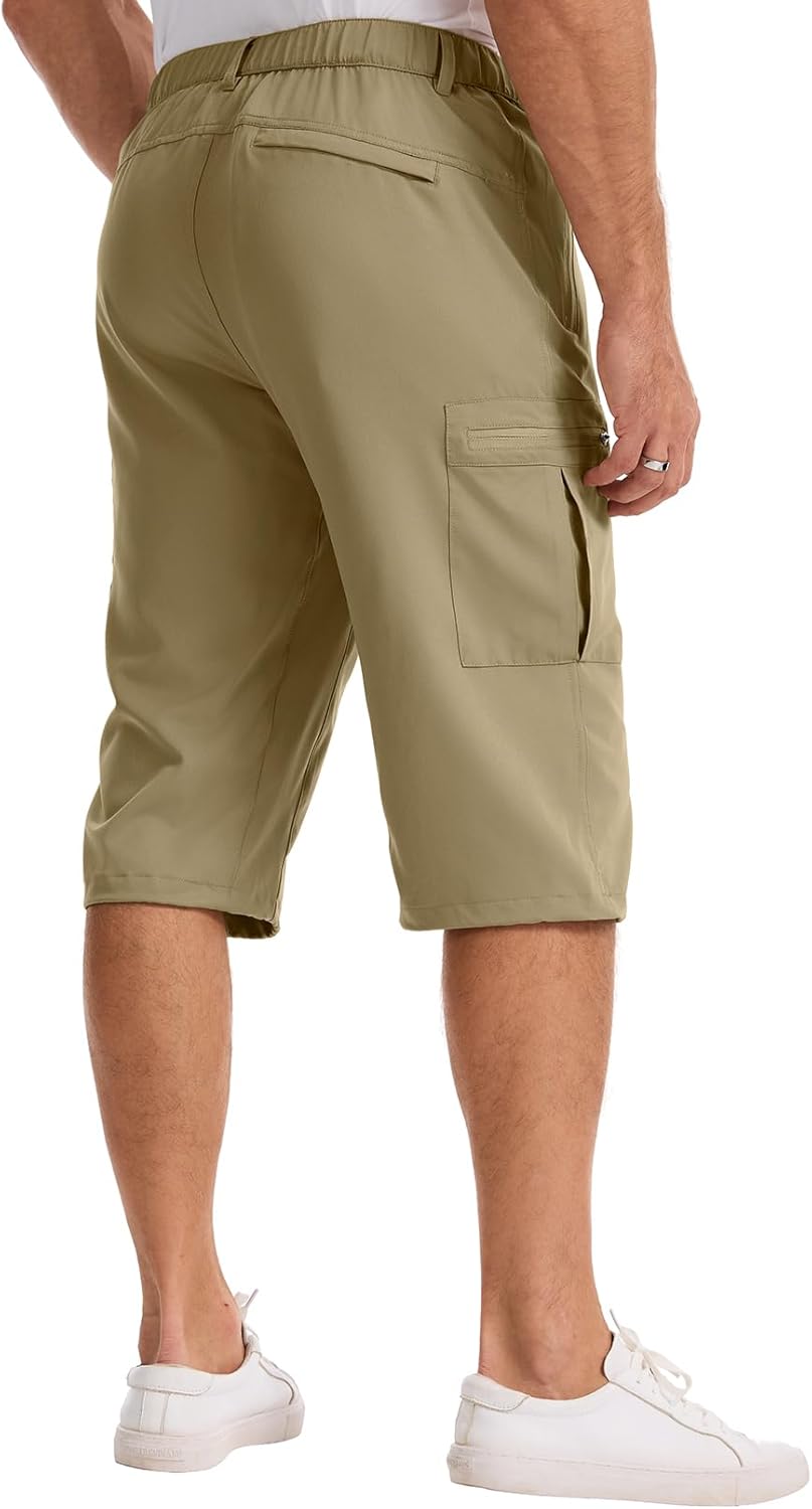 Mens Capri Pants 3/4 Stretch Cargo Long Shorts for Men Outdoor Trip Golf Camping Hiking Casual