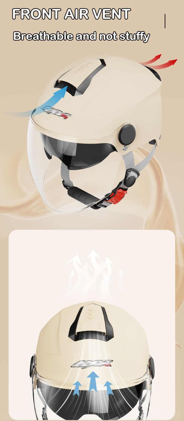 Demi Casque Casque Moto avec Visière Vintage Casque Bol Homologué ECE Casque Mobylette Ouvert Demi Casque Homme Femme Casque Jet pour Cruiser Hélicoptère Scooter