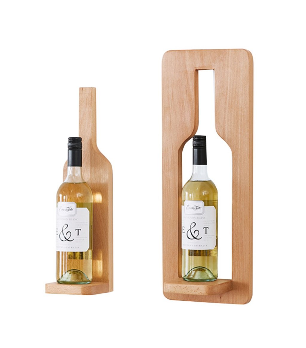 Porte-bouteilles bois vintage LUNEZY étagère à vin murale industrielle