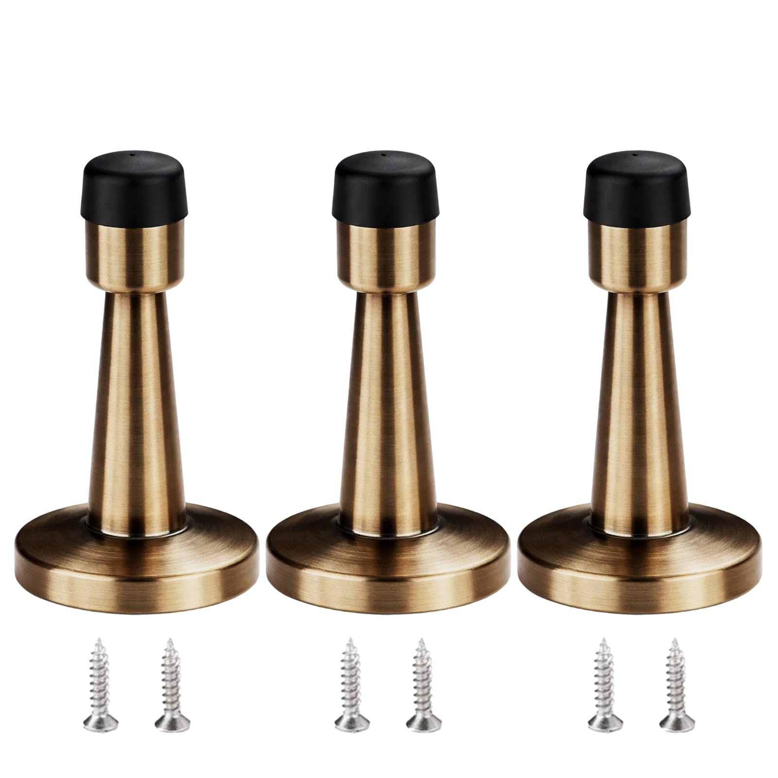 3Pcs Brass Door Stop, Antique Brass Door Stop, Wall Mounted Door Stoppers for Skirtings, 4x7.9cm Brass Door Stops Indoors, Door Stoppers for Walls