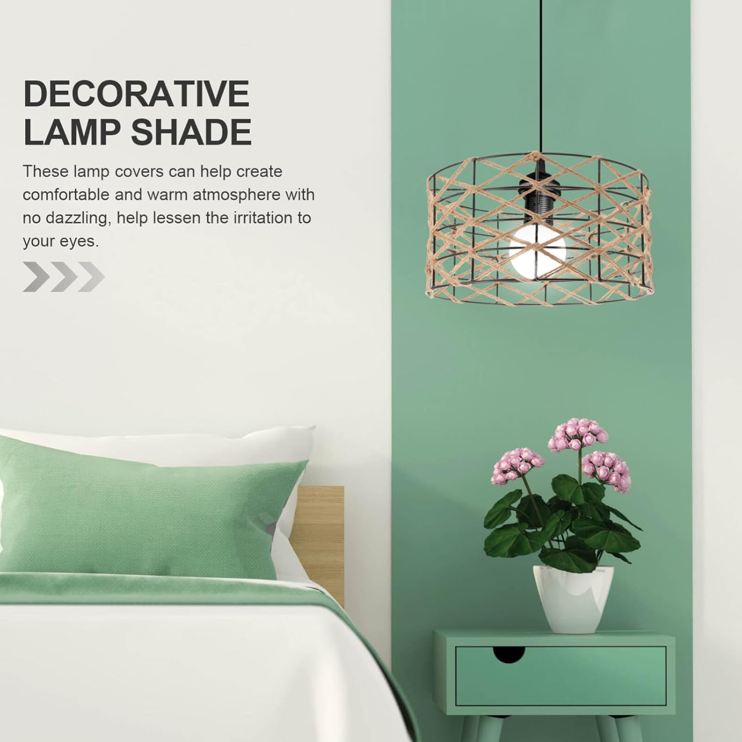 Uonlytech Vintage Rope Lamp Shade Woven Ceiling Light Cover for Dining Room Living Room and Shop Decor Easy to Install Industrial Style Lighting Fixture