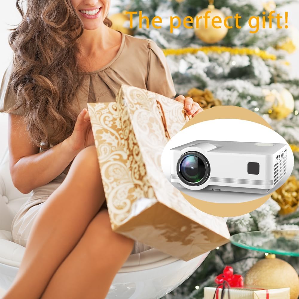2025 Upgraded Projector Native 1080P 【Auto Keystone&Electric Focus&Android Projector】Compatible with VGA USB HDMI SDcard AV Smartphone PC Laptop PS3 PS4 PS5
