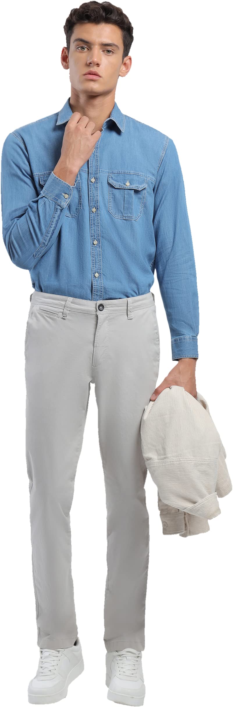 Noggah Solid Blue Full-Sleeves Classic Collared Denim Shirts for Men,  Unique and Stylish Double Denim Look, Excellent and Cosy fit, Long Lasting