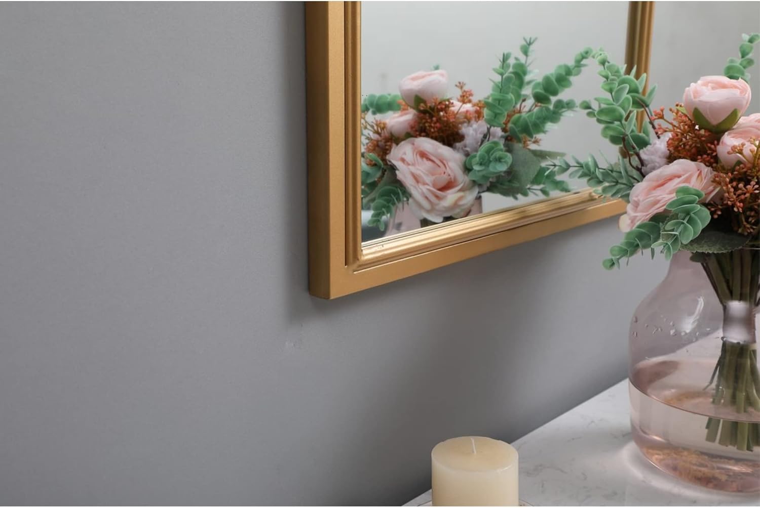 Elegant Decor Metal Windowpane Mirror 36 inch in in x 48 inch in in Brass