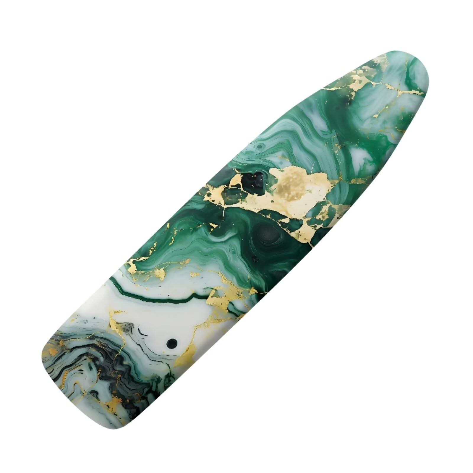 Ironing Board Cover, Elastic Edge Universal Size Fit Standard Ironing Boards, Hook and Loop Fastener Strap, Green Gold Marble Print 15" x 54"
