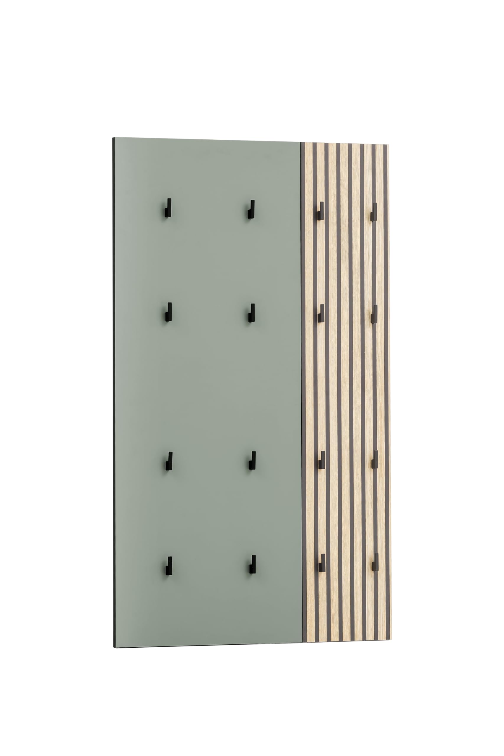Schildmeyer Alexa - Pannello appendiabiti da parete, materiale in legno derivato, finitura effetto pannello fonoassorbente, verde pistacchio, set pannello appendiabiti
