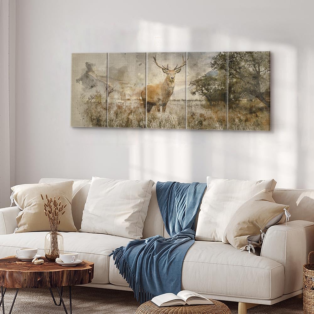 murando   Quadro Cervo 150x60 cm 5 Pezzi Stampa su tela XXL Immagini Moderni Murale Fotografia Grafica Decorazione da parete Quadri Componibili Natura Animale Paesaggio g B 0042 b m
