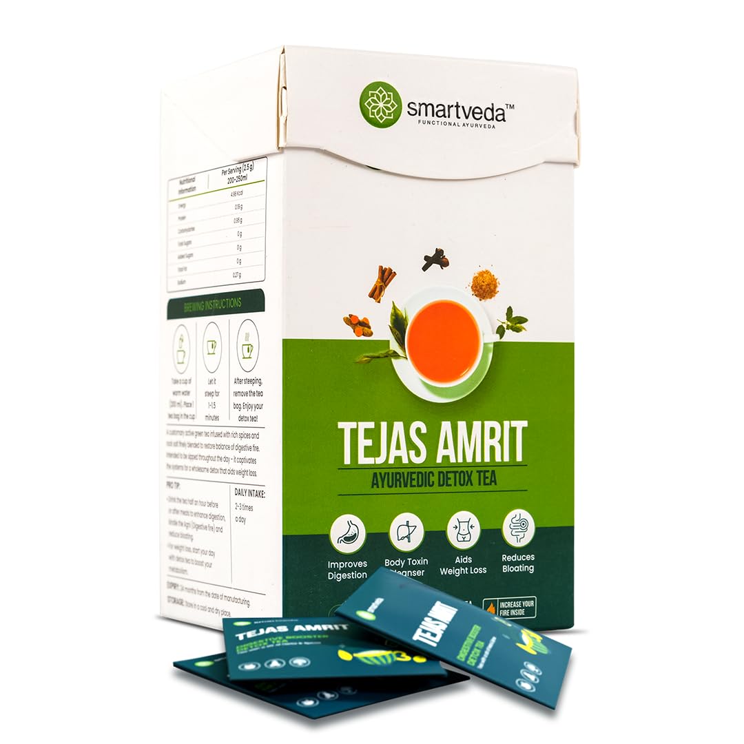 Smartveda Detox Green Tea,30 Tea Bags|Balances Digestive Fire,Improves Digestion & Immunity|Reduces Bloating|Desi Kahwa With 12 Natural Herbs & Spices-Green Tea,Tulsi,Black Pepper,Rock Salt) - 125 Gm (B0BP7TGS4P) Amazon Price History, Amazon Price Tracker
