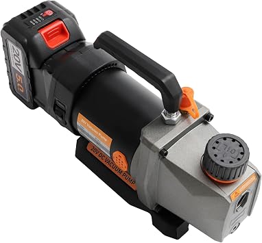 Cordless Vacuum Pump HVAC | 80W Single-Stage AC Vacuum Pump with 20V Lithium Battery 150 Micron, 5Pa Ultimate Vacuum for Automotive & Refrigeration