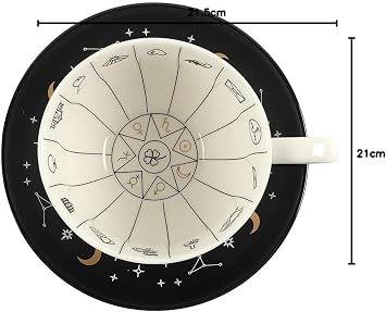 Elegant Black & White Glass Fortune Telling Ceramic Teacup - 7.5cm x 18.5cm (1 Pc.) Unique Design & Gift – Perfect for Everyday Use & Mystical Tea-Time Fun