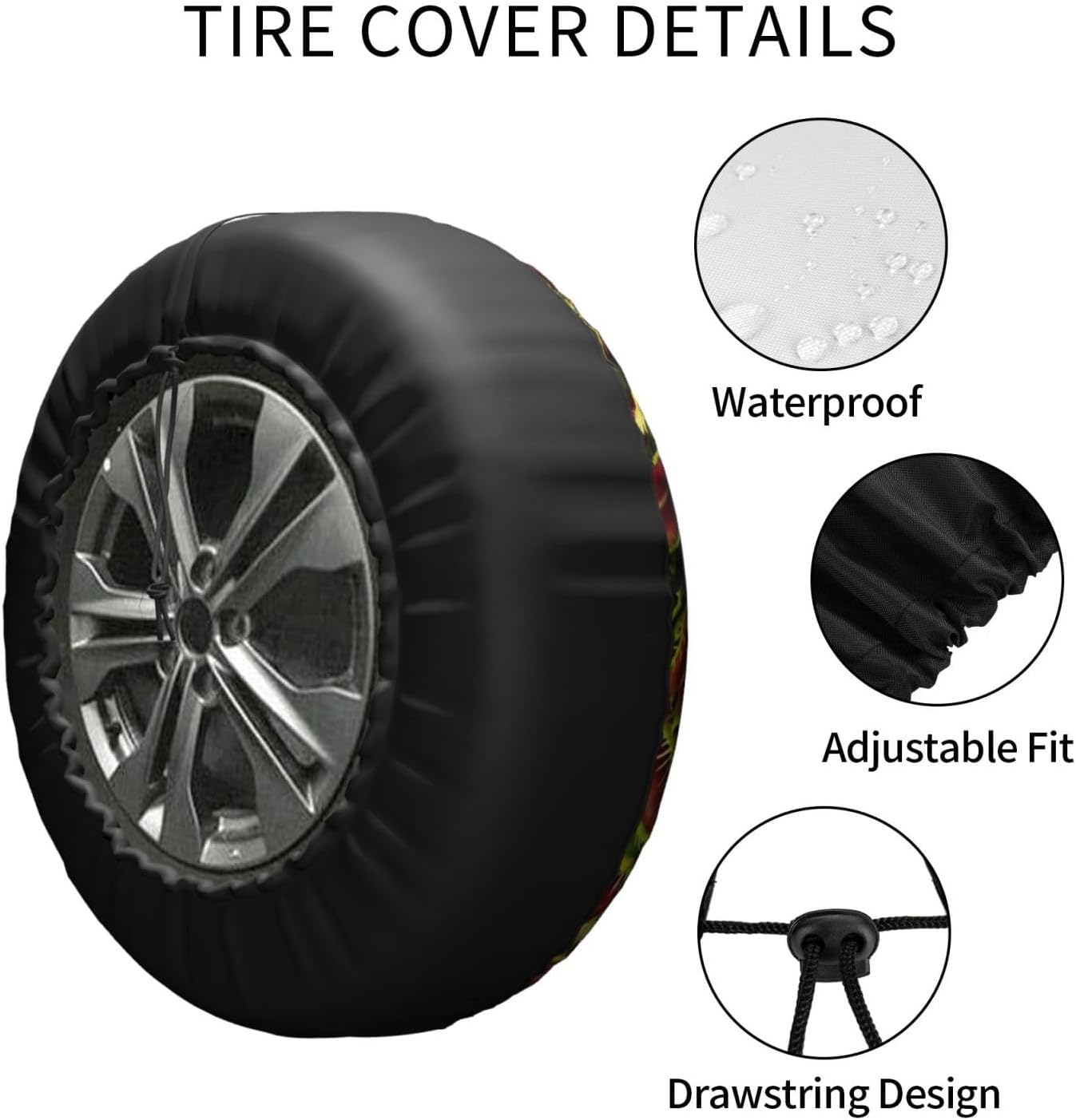 Carnivorous Plant Print Tire Cover Universal Spare Wheel for Trailer Rv SUV Truck Camper Travel Accessories