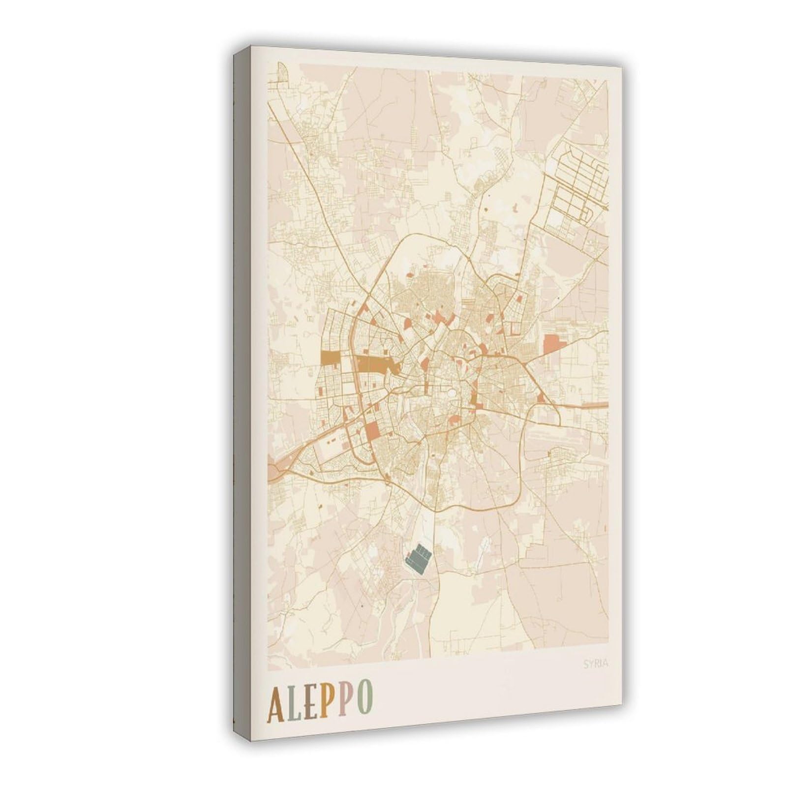 HEYANM Aleppo Map Poster Aleppo Print Poster Wall Art Syria Travel Gift Boho Wall Art Canvas Poster Wall Art Paintings for Living Room Bedroom Decoration Frame 20x30inch