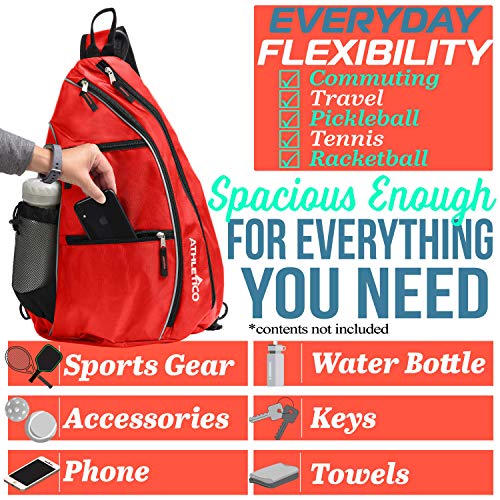 image for Athletico Sling Bag - Crossbody Backpack for Pickleball, Tennis, Racke