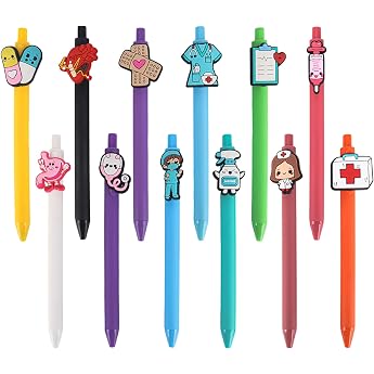 Ballpoint Pen Pack of 12 Cute Nurse Pens 0.5 mm Multicoloured Ballpoint Pen Funny Cartoon Pen Retractable Rollerball Pen for Nurses Doctors