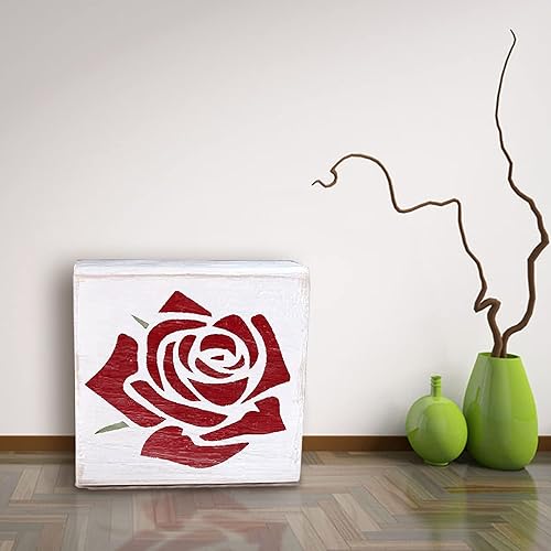 Vista 2 de Plantilla de pintura de rosas para paredes y muebles, plantilla decorativa de bricolaje, reutilizable para pintar, patrón de rosas