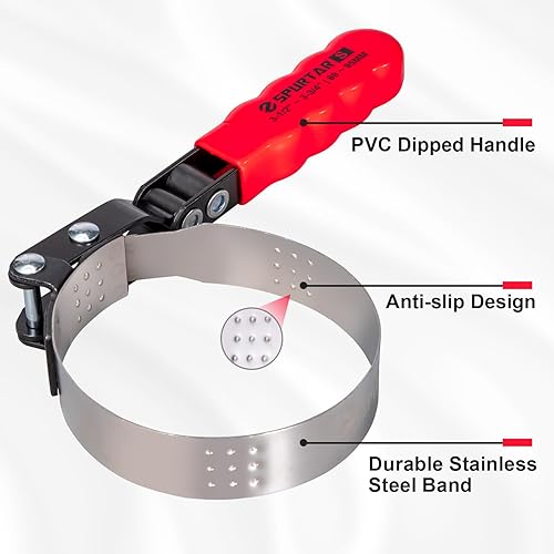 Miniatura 6 de Spurtar Juego de llaves giratorias para filtro de aceite de 5 piezas Ajustable Llave de 2-34" a 5-14" (70-133mm) Herramienta universal de 12" para