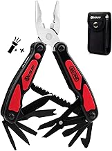 BIBURY Multitools, 14 en 1 Pince Multifonctions avec Lampe de Poche LED, Outil de Poche en Acier inoxydable,Multifonctions Couteau Suisse Militaire avec Ciseaux pour Camping, Pêche, Randonnée - Noir