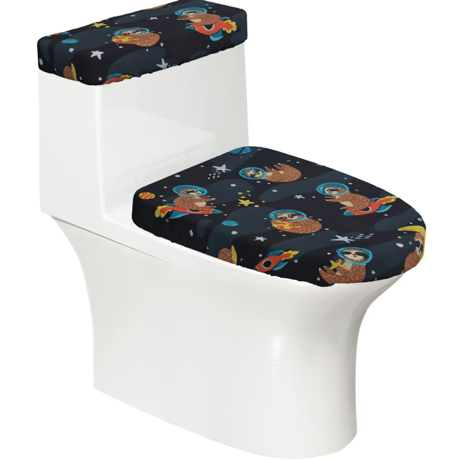 Cute Baby Sloths Sleeping Print Bathroom Decor Toilet Lid Cover And Tank Covers, Restroom Accessories Fits Most Round