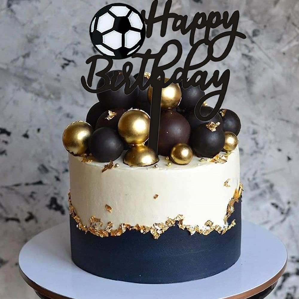 Silars Decorazioni Torta Compleanno Calcio, 2pz Topper Torta Carta Calcio Cake Topper Compleanno, Cake Topper Calcio in Carta per Torta Festa Compleanno fai da te