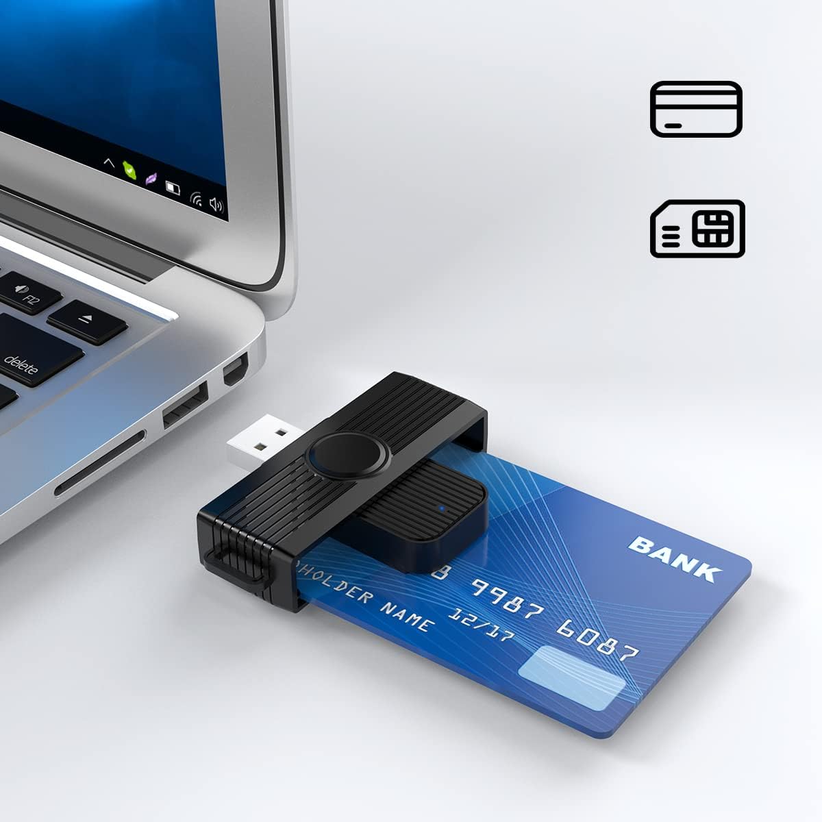 CAC Reader, DOD Military USB Common Access CAC Card Reader, Smart Card Reader Compatible with Windows, Mac OS and Linux