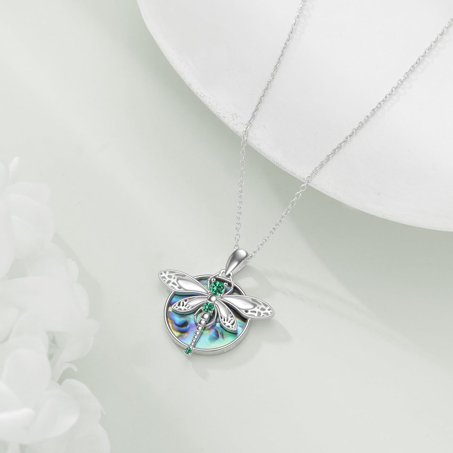 KQF Wolf/Eagle/Owl/Bunny/Panda/Moth/Eel Neckalce Sterling Silver Abalone Moonstone Pendant Animals Jewelry Gifts for Women - Image 4