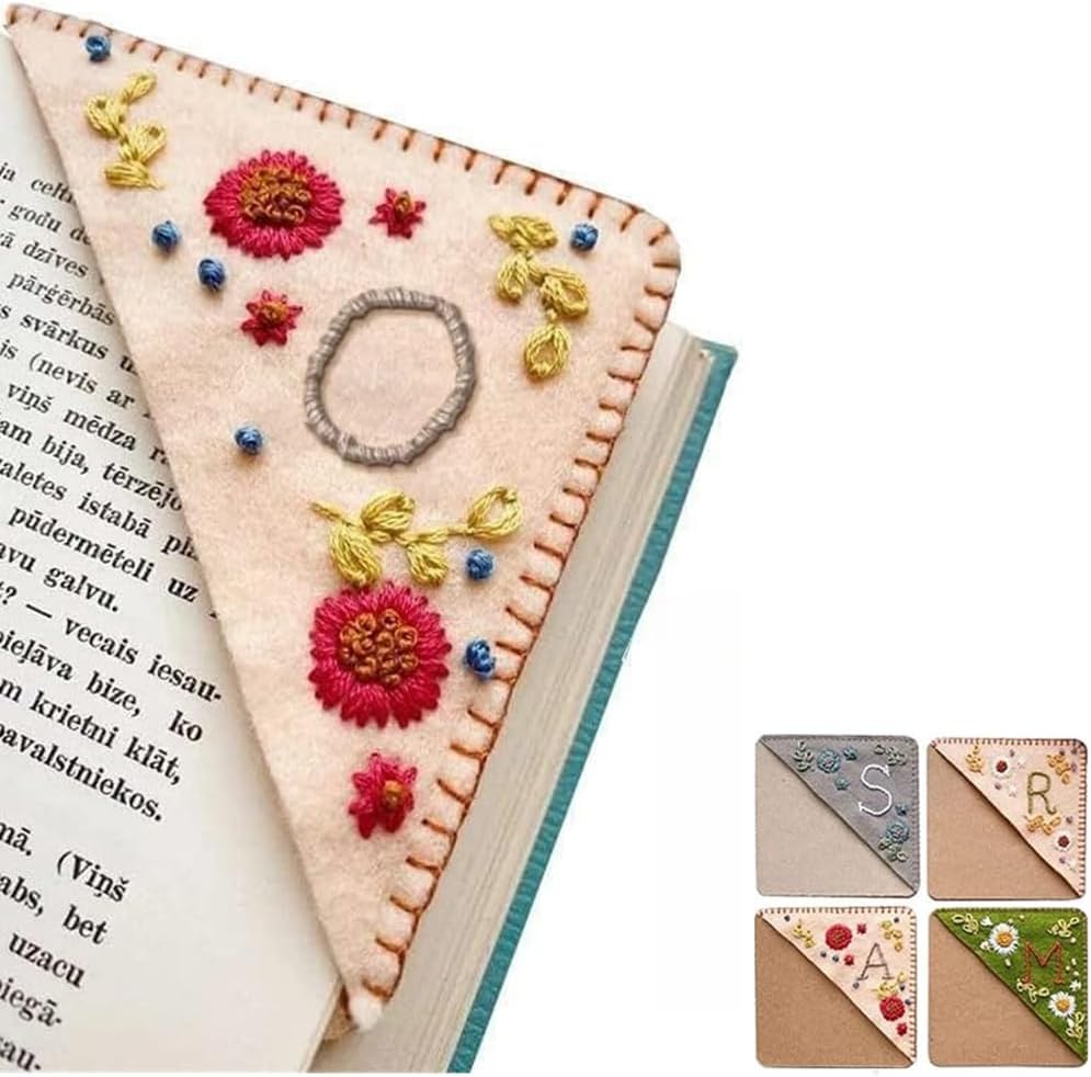 Amazon.com: Personalized Hand Embroidered Corner Bookmark 26 Letters ...