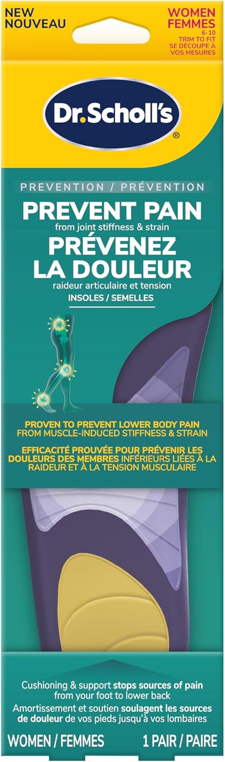 Dr. Scholl's Prevent Pain Protective Insoles, Protect Against Foot, Knee, Lower Back Pain, Promote Foot Health & Wellness, Trim to Fit Insert, Women Shoe Size 8-14, 1 Pair