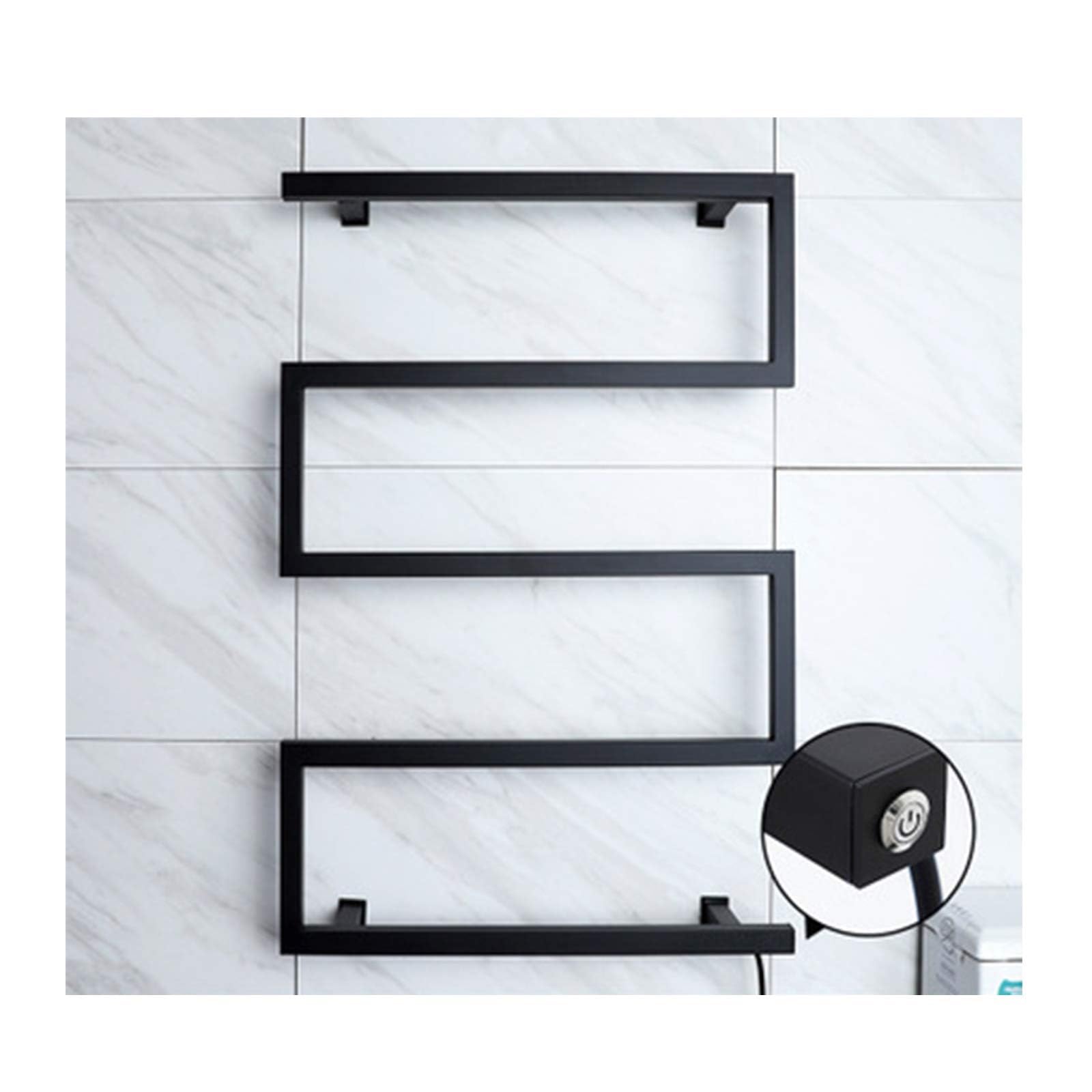 Toallero de pared premium en acero inoxidable 304 negro con interruptor LED 1