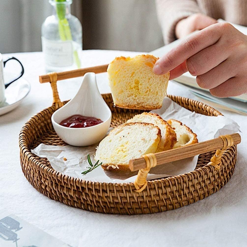 Koszyk Piknikowy Wiklinowe Kosze Piknikowe, Rattanowy Kosz Wiklinowy Na Chleb Tkany Blat Taca Do Serwowania Piknikowy Plenerowy(24 * 6.5 * 3.5cm)