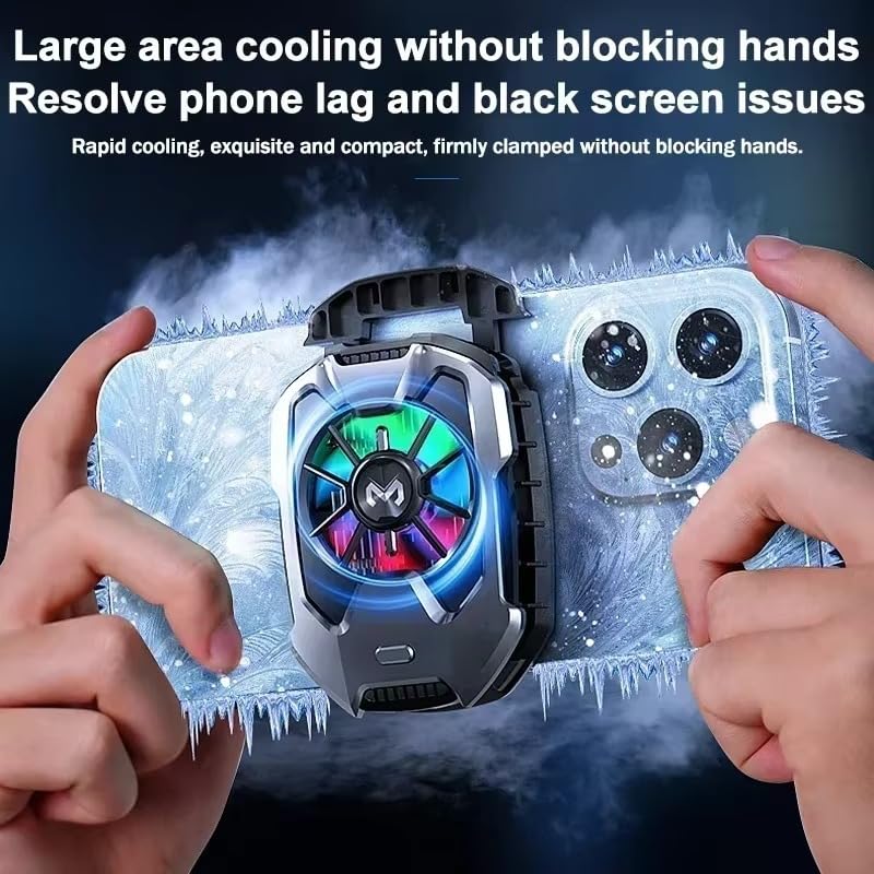 Image of BKN DLA8 Mobile Phone Game Cooler, Semiconductor Fast Cooling Fan, Radiator 3 Speed mode With RGB Back Clip Type for iOS Android PUBG, Type-C Back Clip, Cool Heat Sink