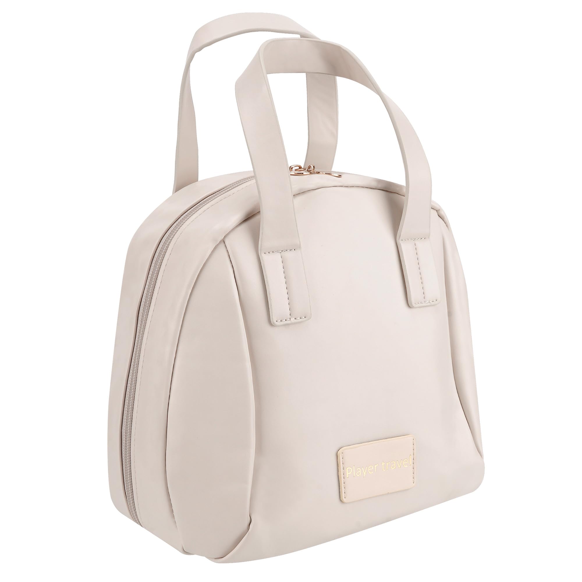 Biiange Elegant Portable Shell Cosmetic Bag, Portable Storage Bag for Women, with Compartments Large Capacity Travel Makeup Bags (White)