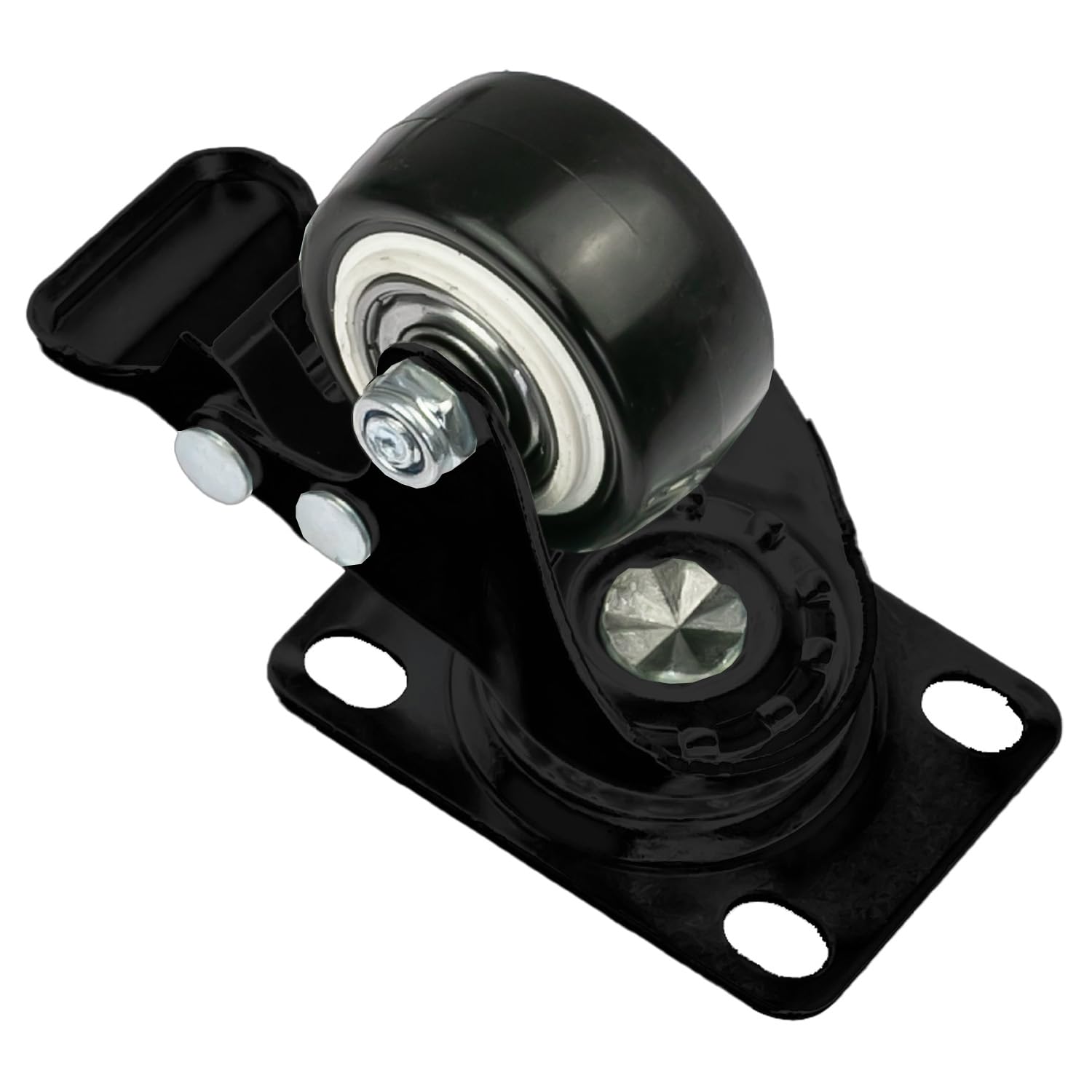 HMF 6710 Lot de 4 roulettes robustes avec frein en polyuréthane 38 mm Charge maximale 300 kg Noir