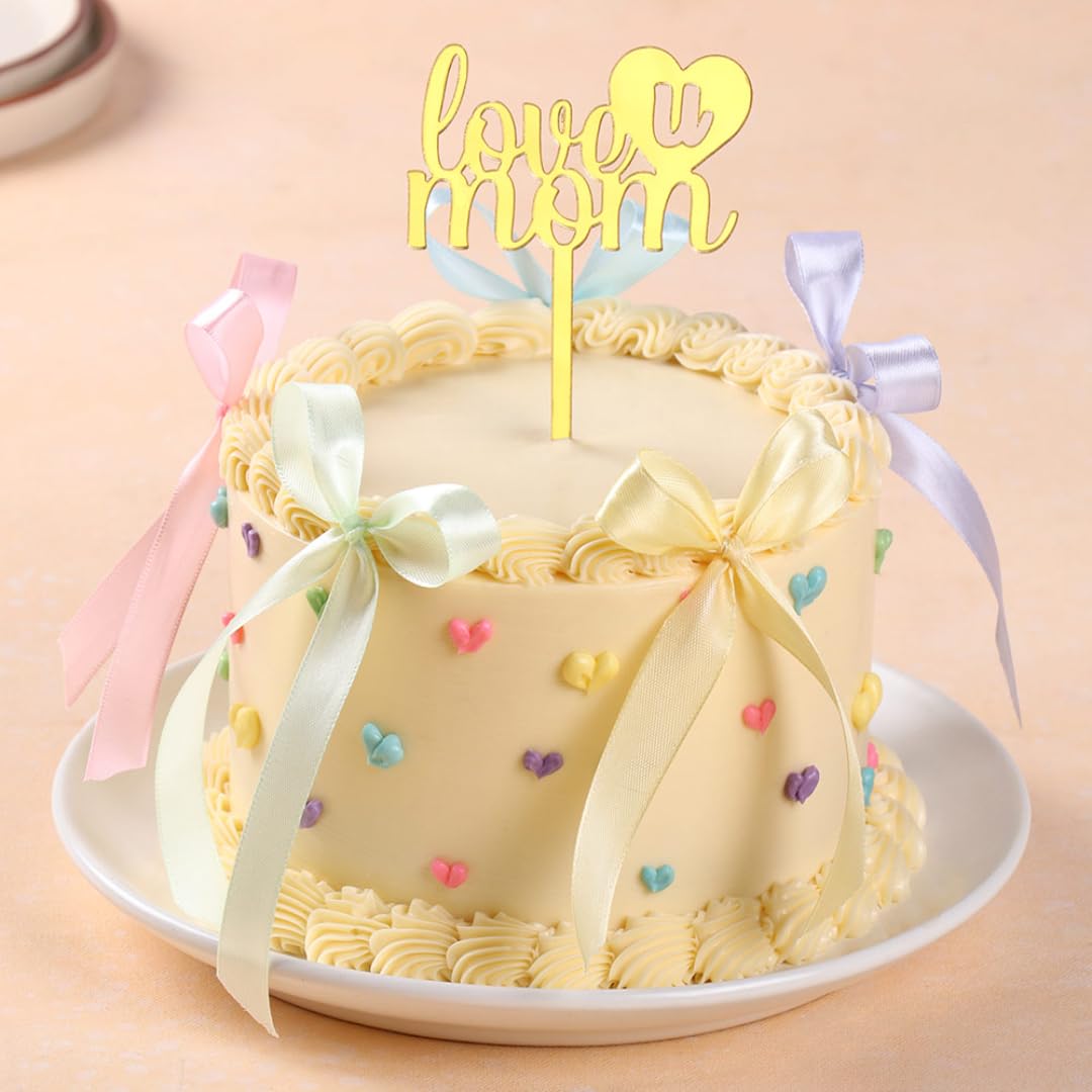 FlowerAura Delicious Fresh 1Kg Eggless Love You Mom Butterscotch Cake For Birthday Gift & Mothers Day Cake For Mom | Mother | Maa | Mother-In-Law | Amma (Same Day Delivery)-image-23