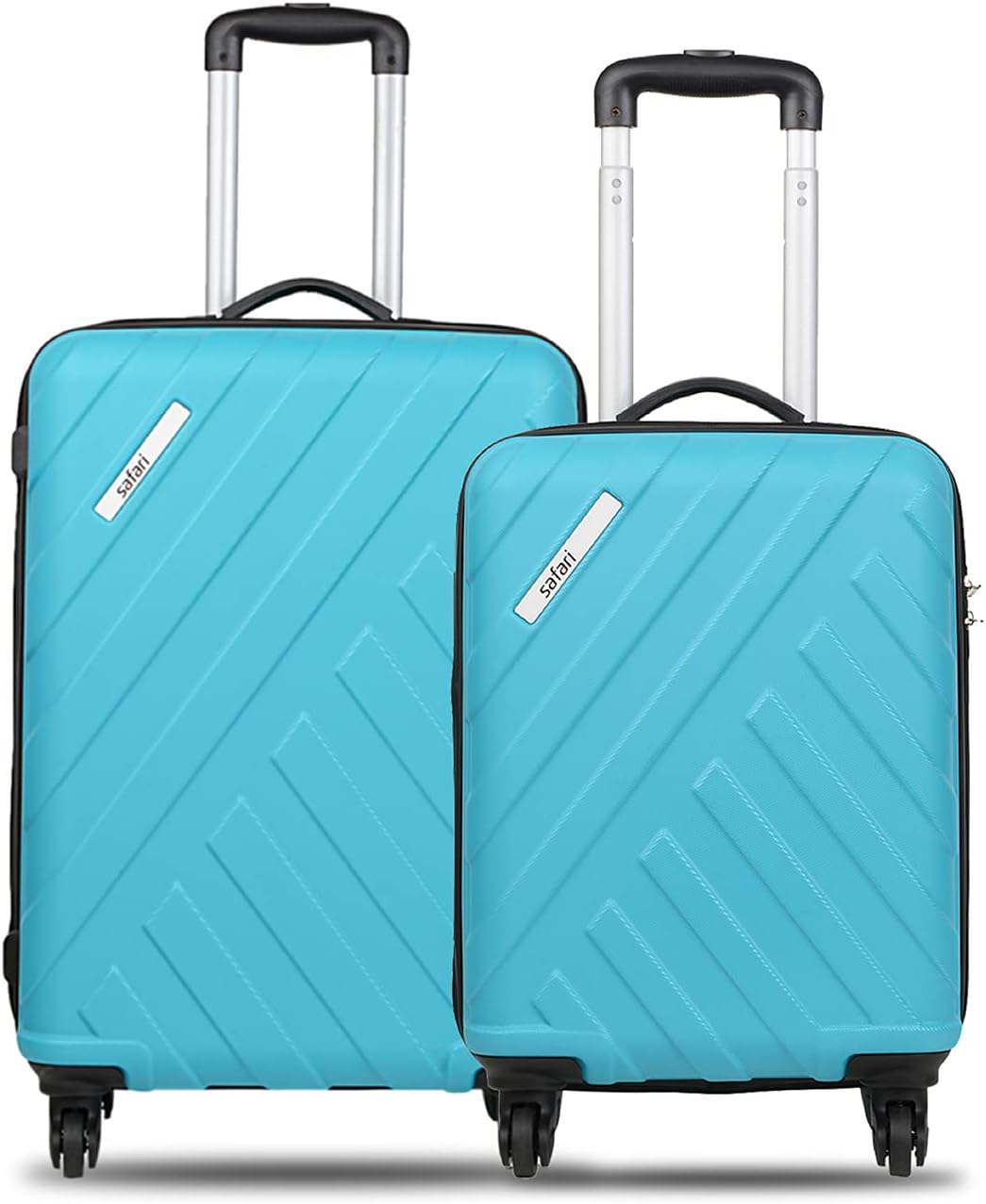 Safari Ray Trolley Bag Hard Case Polycarbonate 4 Wheels 360 Degree Wheeling System Luggage, Travel Bag, Suitcase for Travel, Trolley Bags for Travel, Cyan, Set of 2 | 55 cm + 67 cm | Small + Medium