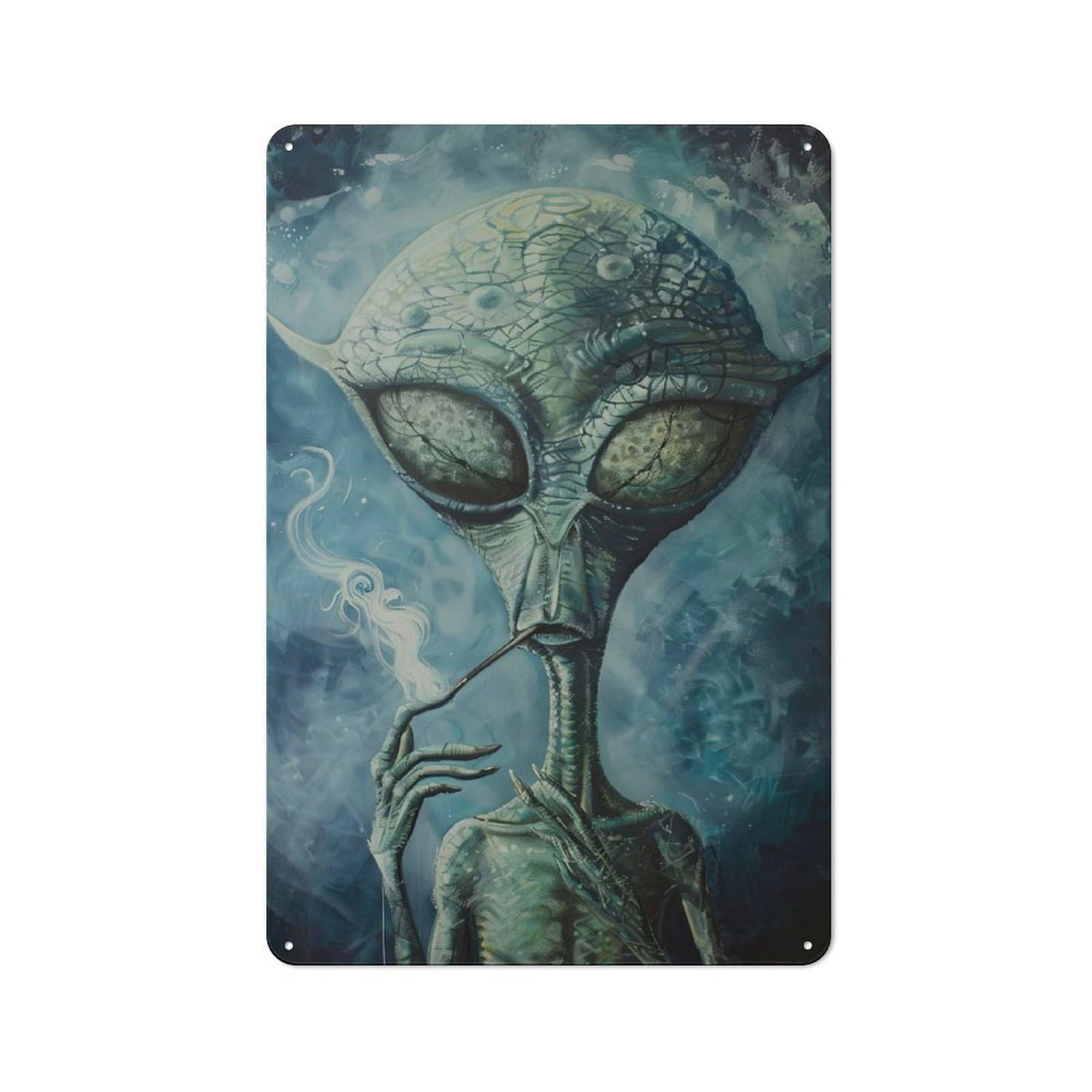 Metal Wall Sign 30x20cm Featuring Alien Art LXVII for Garage Or Workshop, for Garage, Workshop And Man Cave Decoration