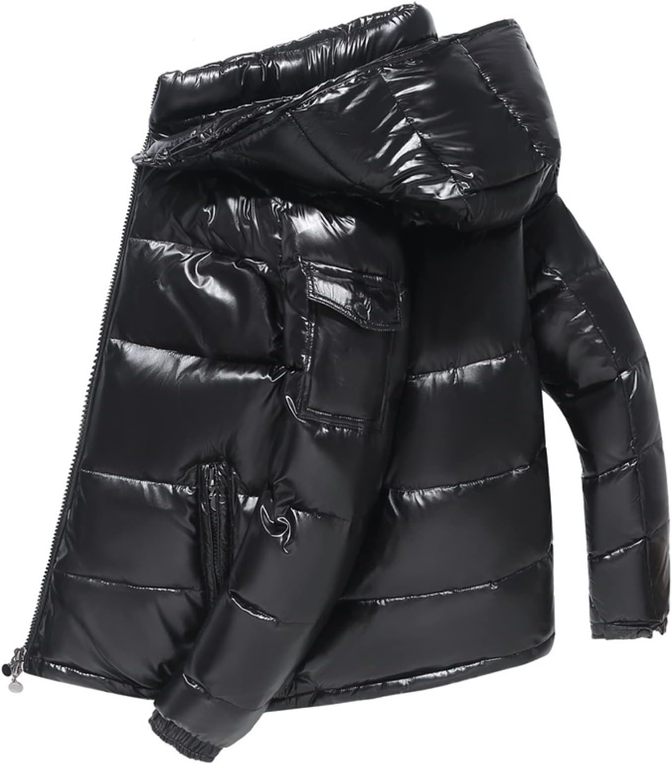 cghMen's Down Jacket, Thin And Light In Winter To Overcome, Short Thickened Shiny Surface Waterproof Jacket Black