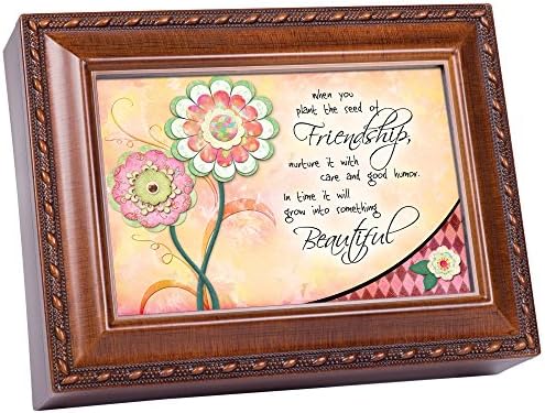 Friend Like Stars Floral Decoupage Petite Music Box - Plays "That's What Friends Are For"