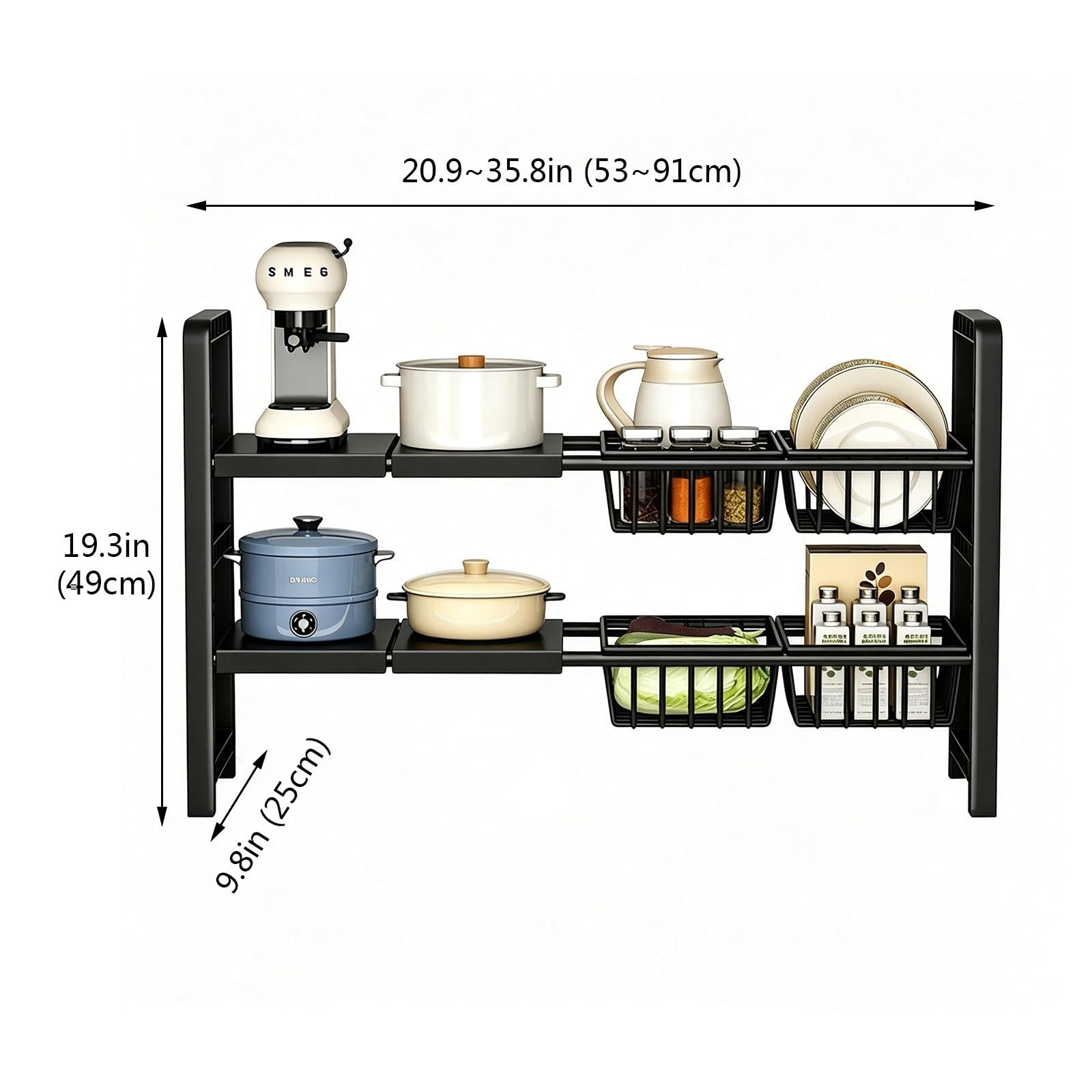 Under Sink Organizer Adjustable Rack for Kitchen Storage