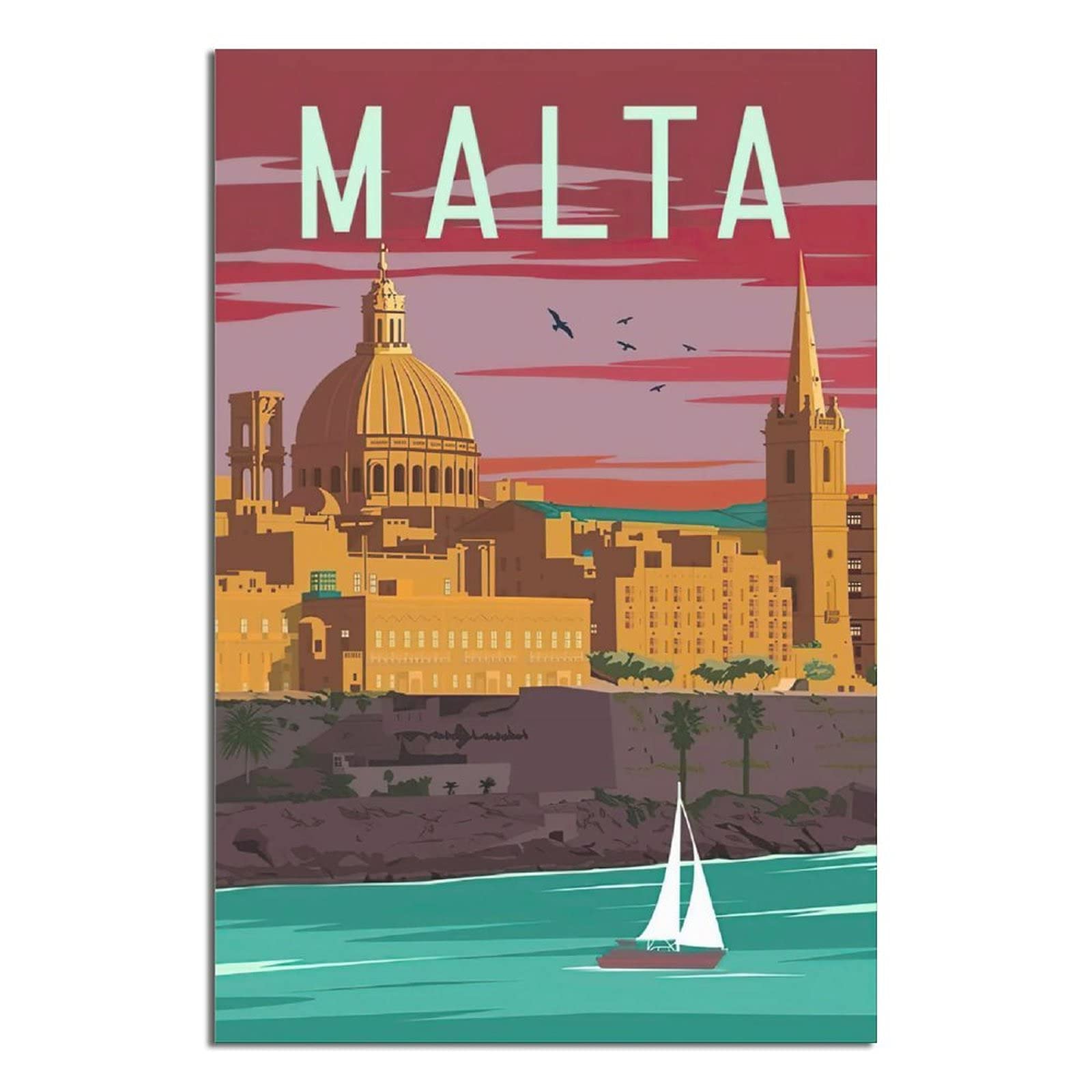 Kziwq T086 Metal Sign Malta Retro Decor Art Sign Home Kitchen Bar Cafe Club Cave Wall Decor Vintage Travel Tin Sign 15X30cm