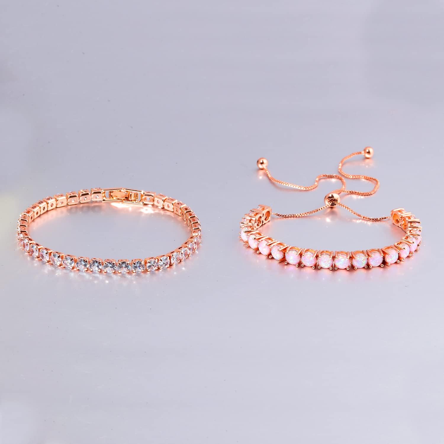 CiNily Adjustable Silver Plated Opal Tennis Bracelet for Women Girls - Fashion Jewelry Gift | Opal Bracelets in Sterling Silver,Rose Gold and Yellow Gold Plating - Image 5