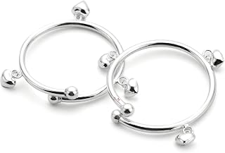 Black Silver Exclusive 925 Sterling Silver Ghungroo Heart Charms Kada/Bracelet For Baby Girls & Baby Boys Price In India