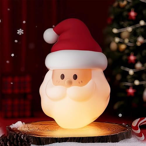 Linda luz nocturna de Navidad de Papá Noel, lámpara de mesa recargable de silicona para cuarto de bebé, regalo divertido de Navidad para niños,